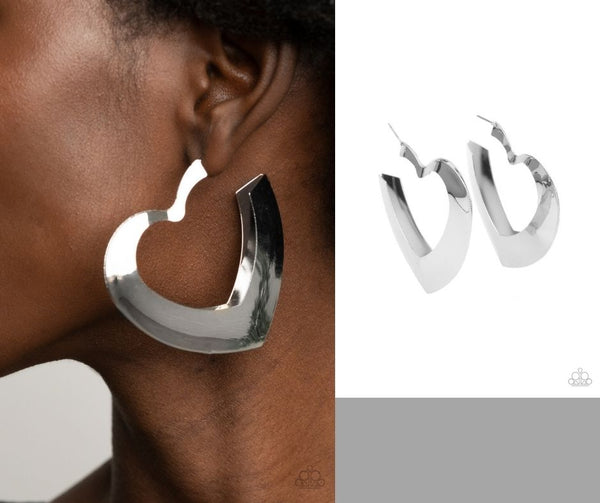 Heart-Racing Radiance - Silver Earrings