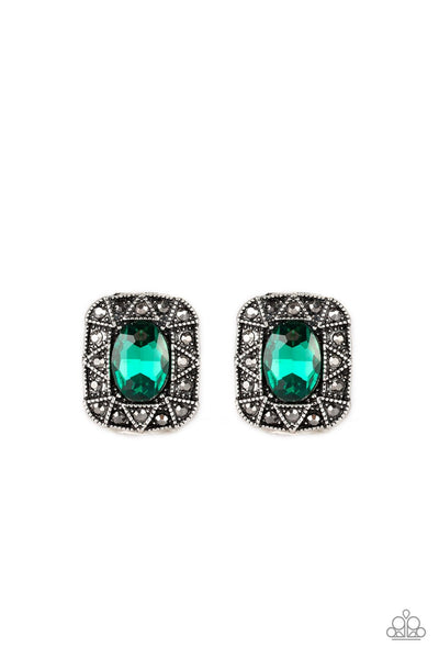 Young Money - Green Post Earrings