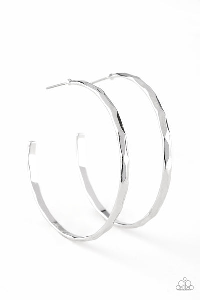 Geo Edge-Silver Hoops Earring