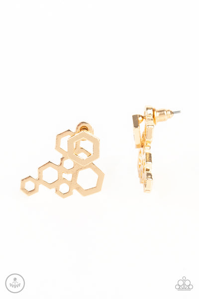 Six-Sided Shimmer Gold Earring