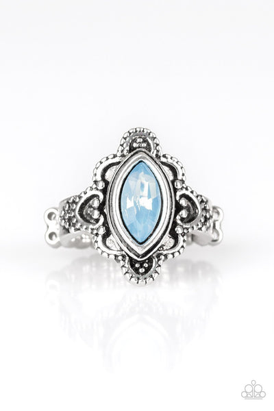 Glass Half-Colorful Blue Ring