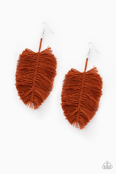 Hanging by a Thread - Brown Earrings