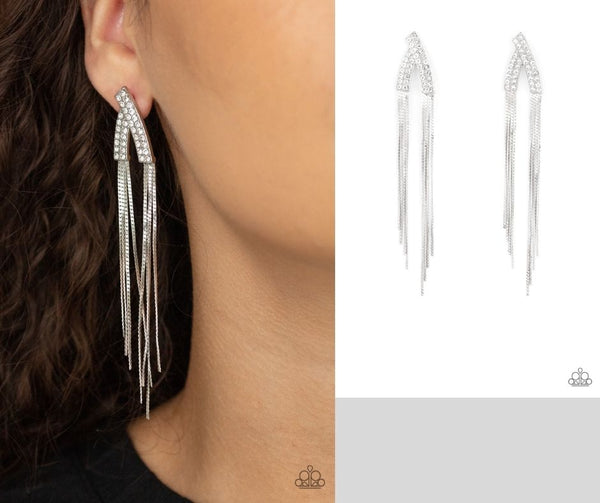 It Takes Two To TASSEL - White Earrings