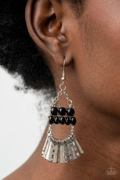A FLARE For Fierceness - Black Earrings