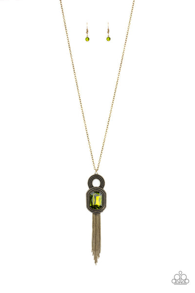 A Good TALISMAN Is Hard To Find Green & Brass Necklace
