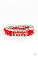 Red and Silver Stretch Bracelet