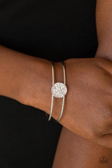 Dial Up The Dazzle- White Cuff Bracelet