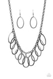 Double OVAL-time - Gunmetal Black Necklace