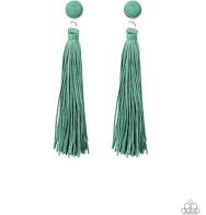 Tightrope Tassel Green Earrings