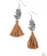 Tiki Tassel Brown Earring