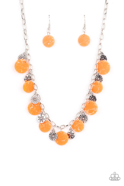 Flower Powered- Orange Necklace