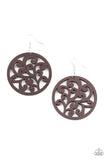 Fresh Off The Vine - Brown Wood Earrings