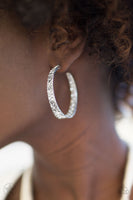 glitzy by association white blockbuster hoop earring