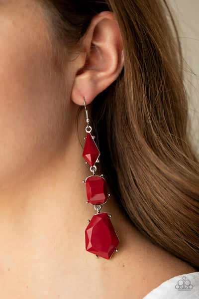 Geo Getaway - Red Earring