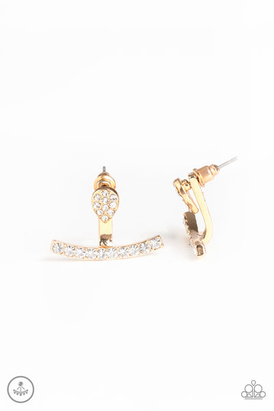 Glowing Glimmer - Gold Jacket Earrings