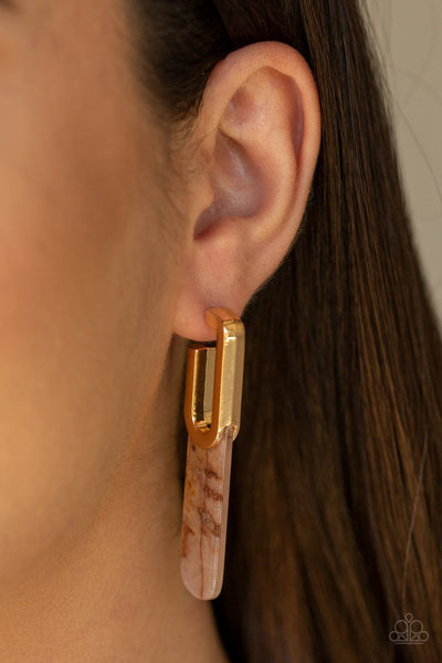 HAUTE Off the Press - Multi  Gold Earrings