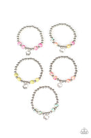 Kids Pastel Heart Charm Bracelets-Set of 5