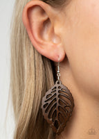 LEAF Em Hanging - Brown Earrings