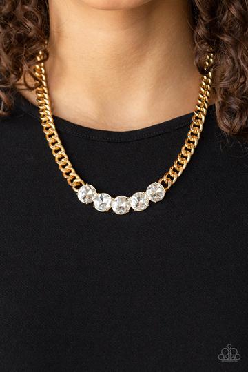 Rhinestone Renegade Gold Necklace