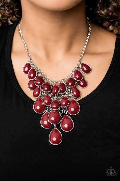 Shop Till You TEARDROP- Red Necklace