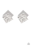 Square With Style - Silver Post Earrings