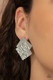 Square With Style - Silver Post Earrings