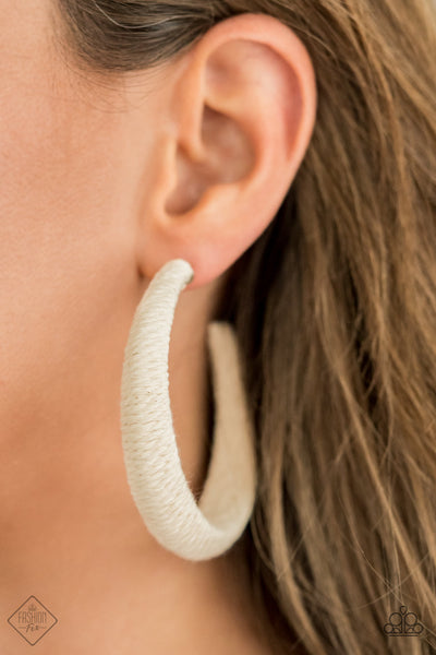 TWINE and Dine  White Hoop Earrings