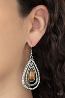 Teardrop Torrent - Brown Earrings