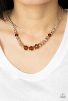 Turn Up The Tea Lights- Brown Necklace