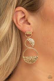 Triple Trifecta Gold Earring
