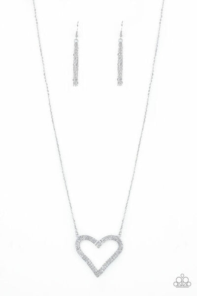 Pull Some Heart-strings White Necklace