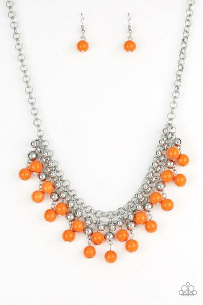 Friday Night Fringe-Orange Necklace