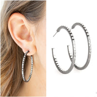 Comin Into Money Black Hoop Earring